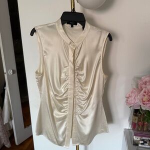 Theory chameusse cream silk blouse